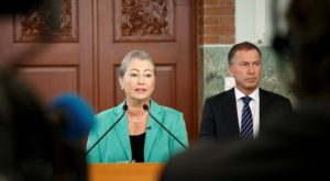 Oslo, 20161007:Kaci Kullmann Five, chairman of the Nobel Peace Prize award committee, announces the laureate of Nobel Peace Prize 2016: Colombian President Juan Manuel Santos. To the right is Olav Njoelstad, secretary of the committee. Heiko Junge/NTB Scanpix/via Reuters ATTENTION EDITORS - THIS IMAGE WAS PROVIDED BY A THIRD PARTY. FOR EDITORIAL USE ONLY. NOT FOR SALE FOR MARKETING OR ADVERTISING CAMPAIGNS. THIS PICTURE IS DISTRIBUTED EXACTLY AS RECEIVED BY REUTERS, AS A SERVICE TO CLIENTS. NORWAY OUT. NO COMMERCIAL OR EDITORIAL SALES IN NORWAY. NO COMMERCIAL SALES.